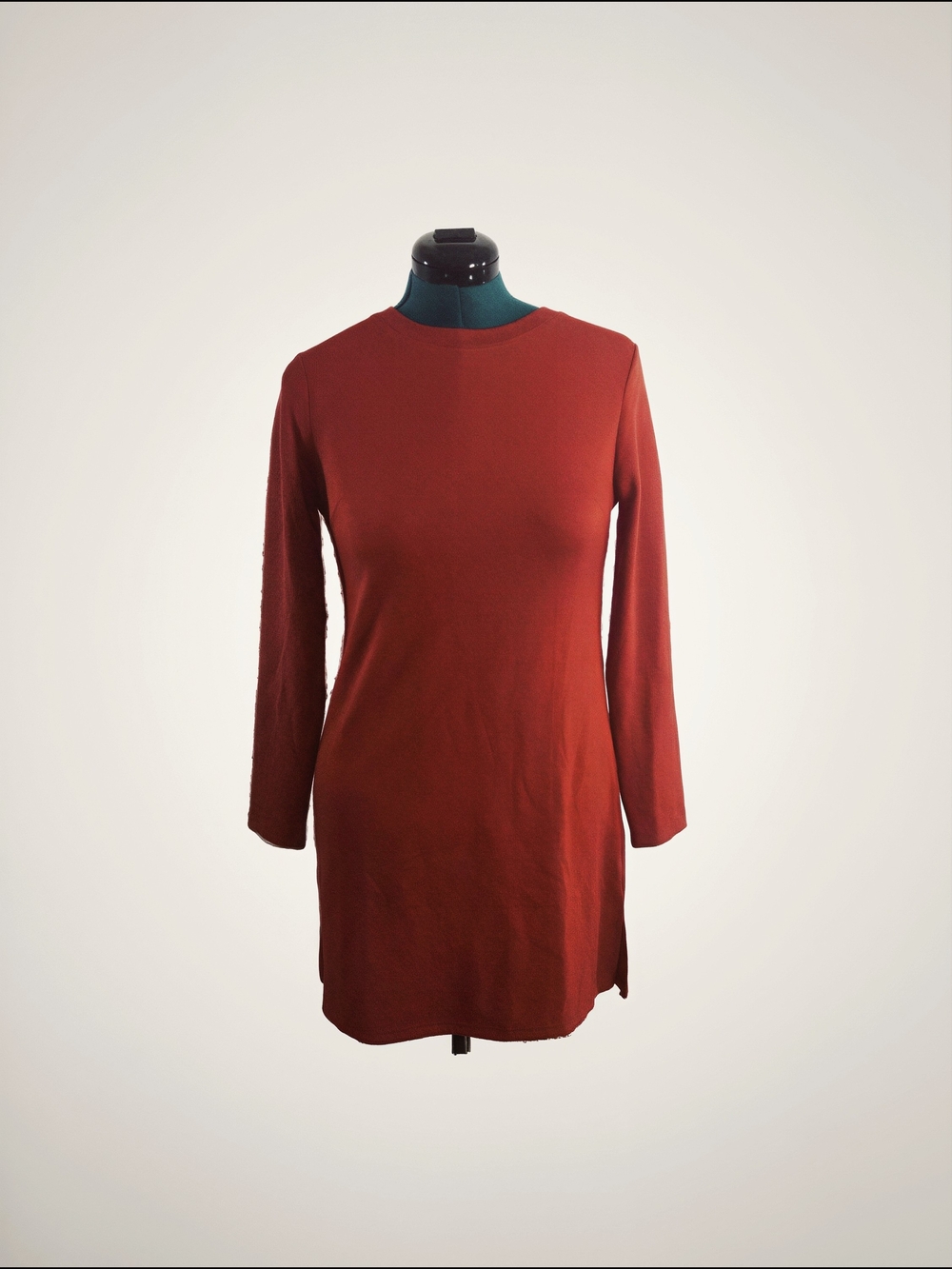 Women's Long Sleeve Shift Dress in Rust